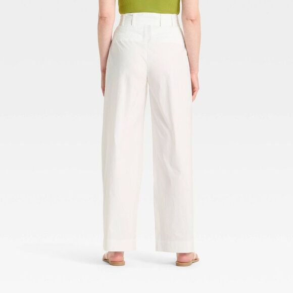 A New Day - Women's High-Rise Wide Leg Poplin Trousers - A New White - Picture 2 of 3